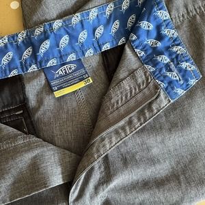 AFTCO AFtech Cloudburst Shorts Grey Men's Size 38 Hybrid Fishing 10” Inseam